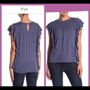 🆕 Frye Cap Sleeve Smock Neck Top